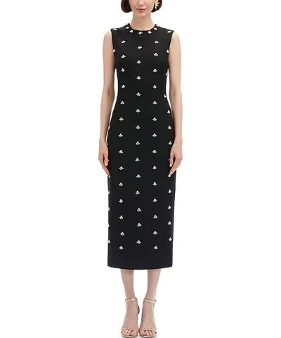 Oscar de la Renta Pearl Embellished Midi Dress