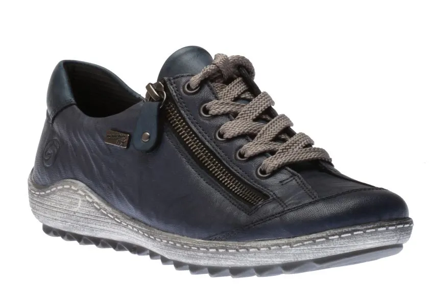 Ottawa Blue Leather Lace-Up Sneaker