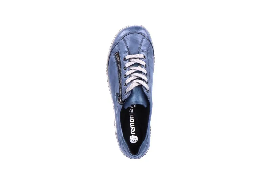 Ottawa Blue Leather Lace-Up Sneaker