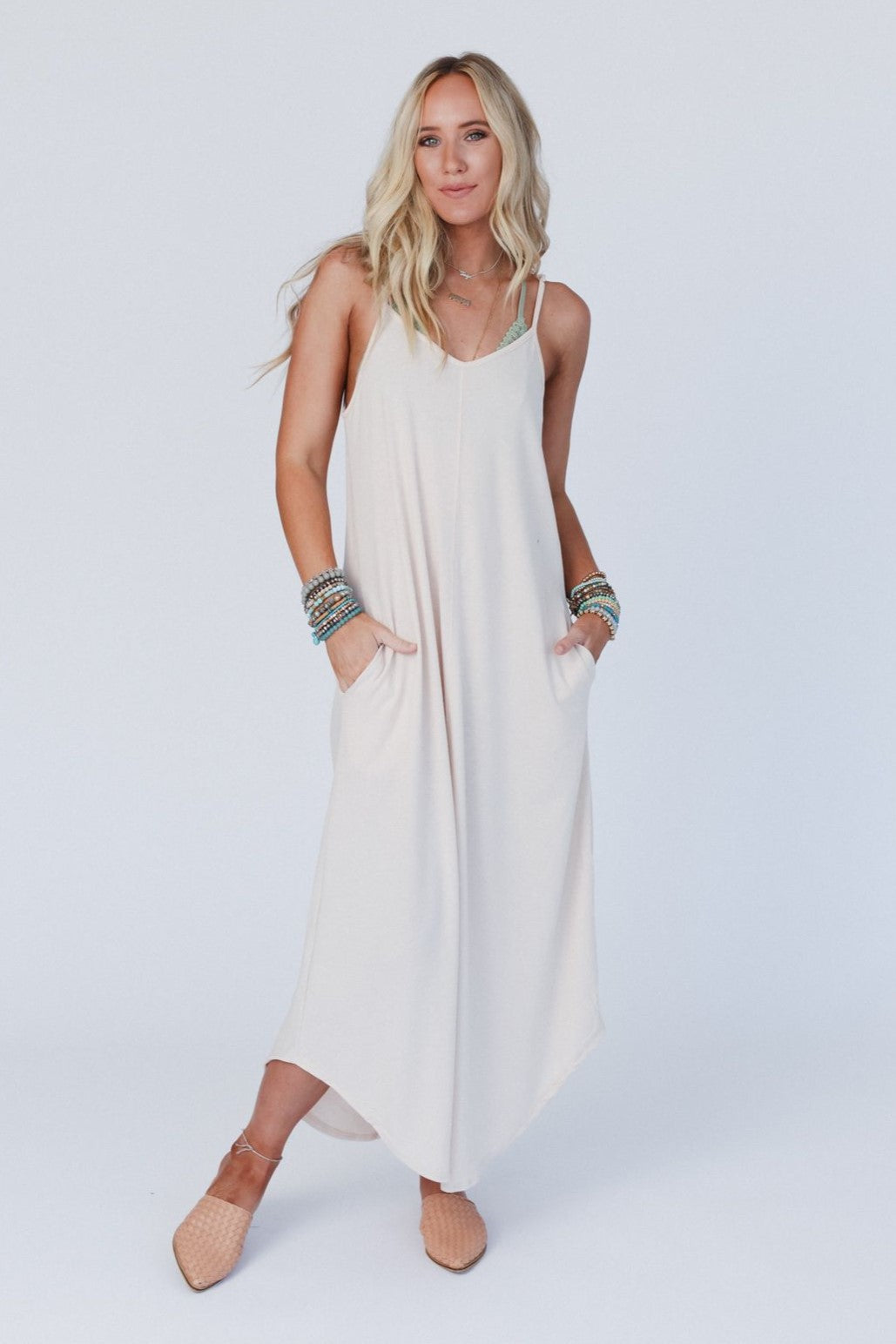 Perfect Round Hem Bralette Maxi Dress - Coconut