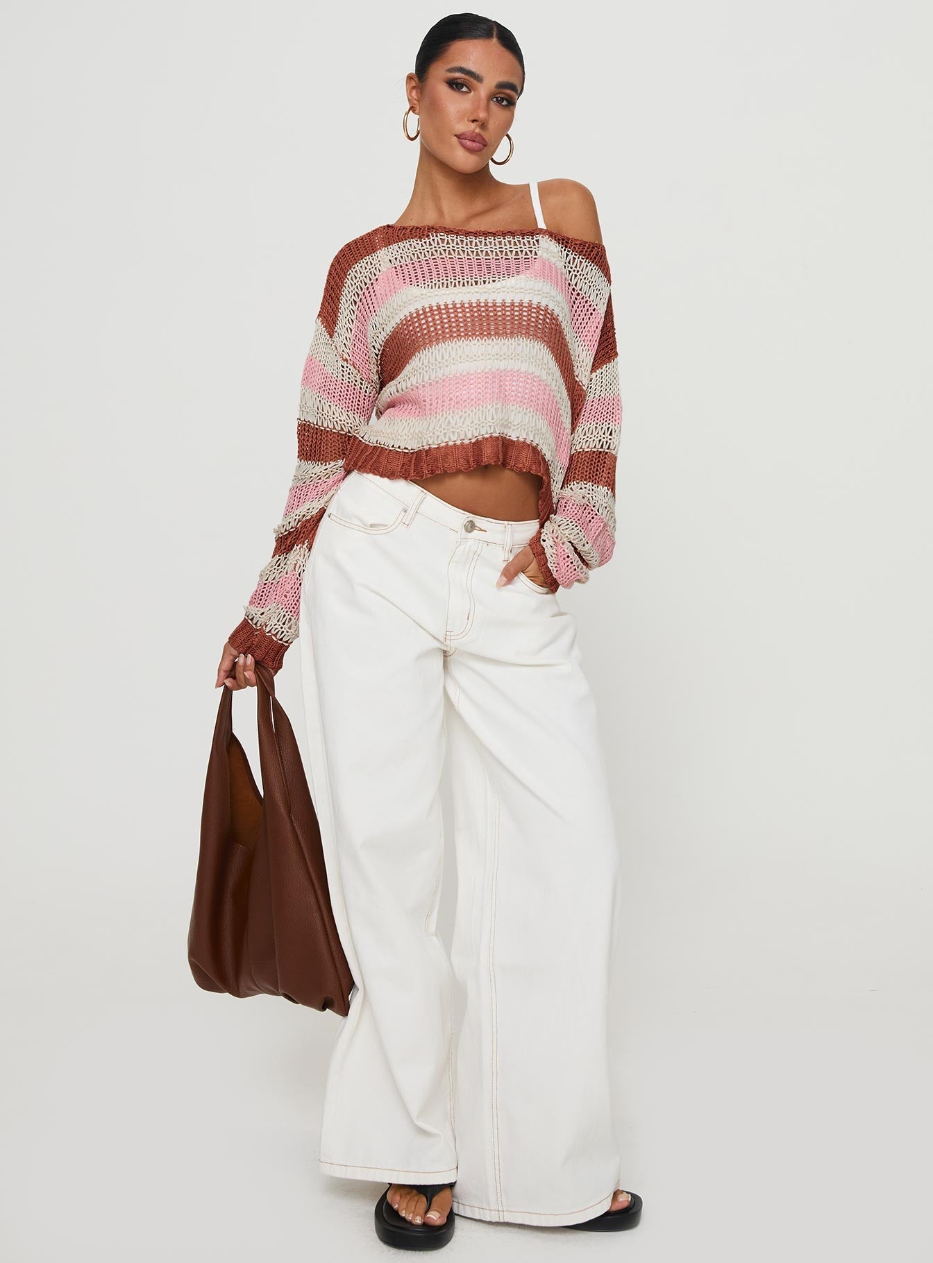 Perren Sweater Pink / Brown Stripe