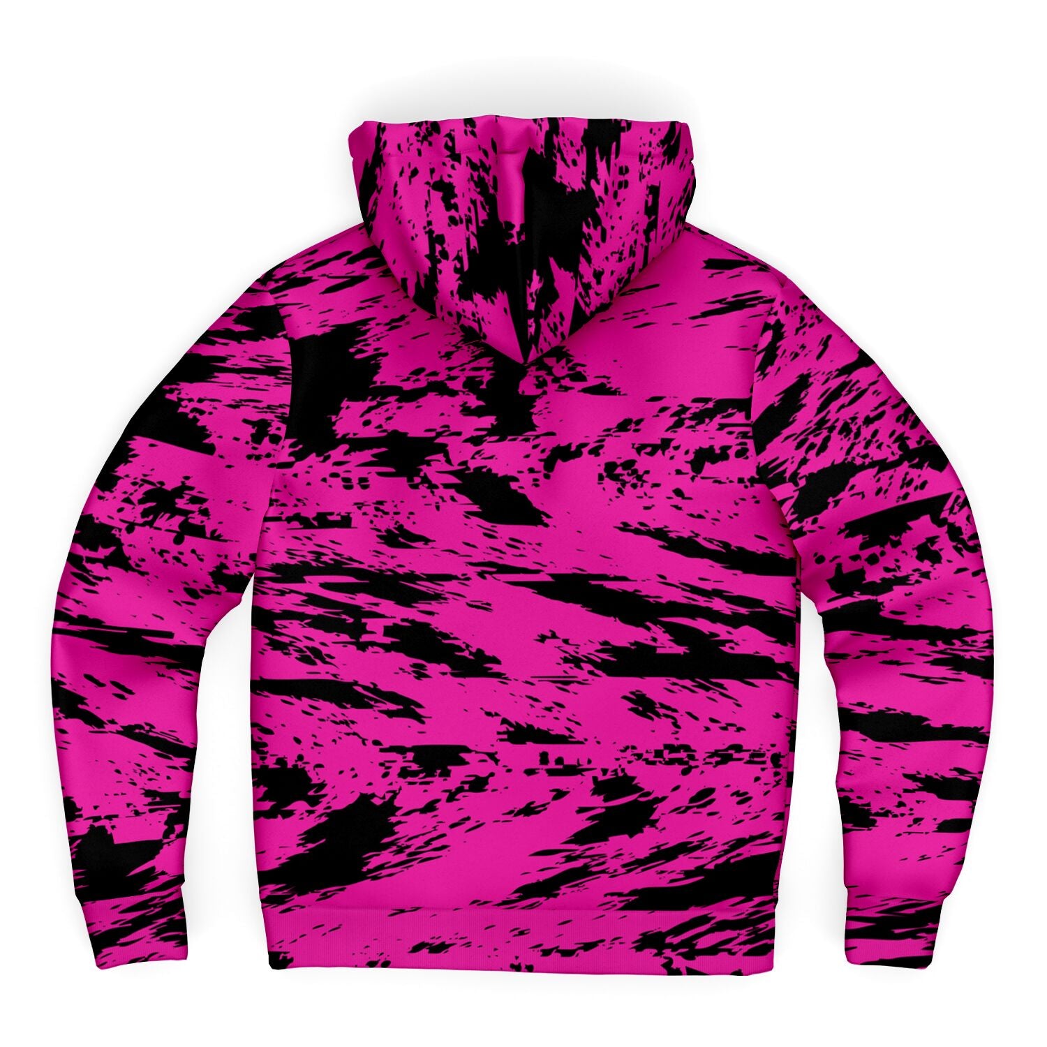 Pink and Black Rave Glitch Splatter Sherpa Hoodie