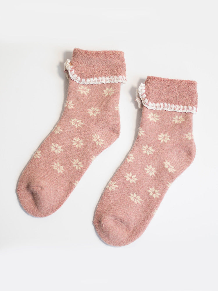 Pink Patterned Luxury Cosy Socks