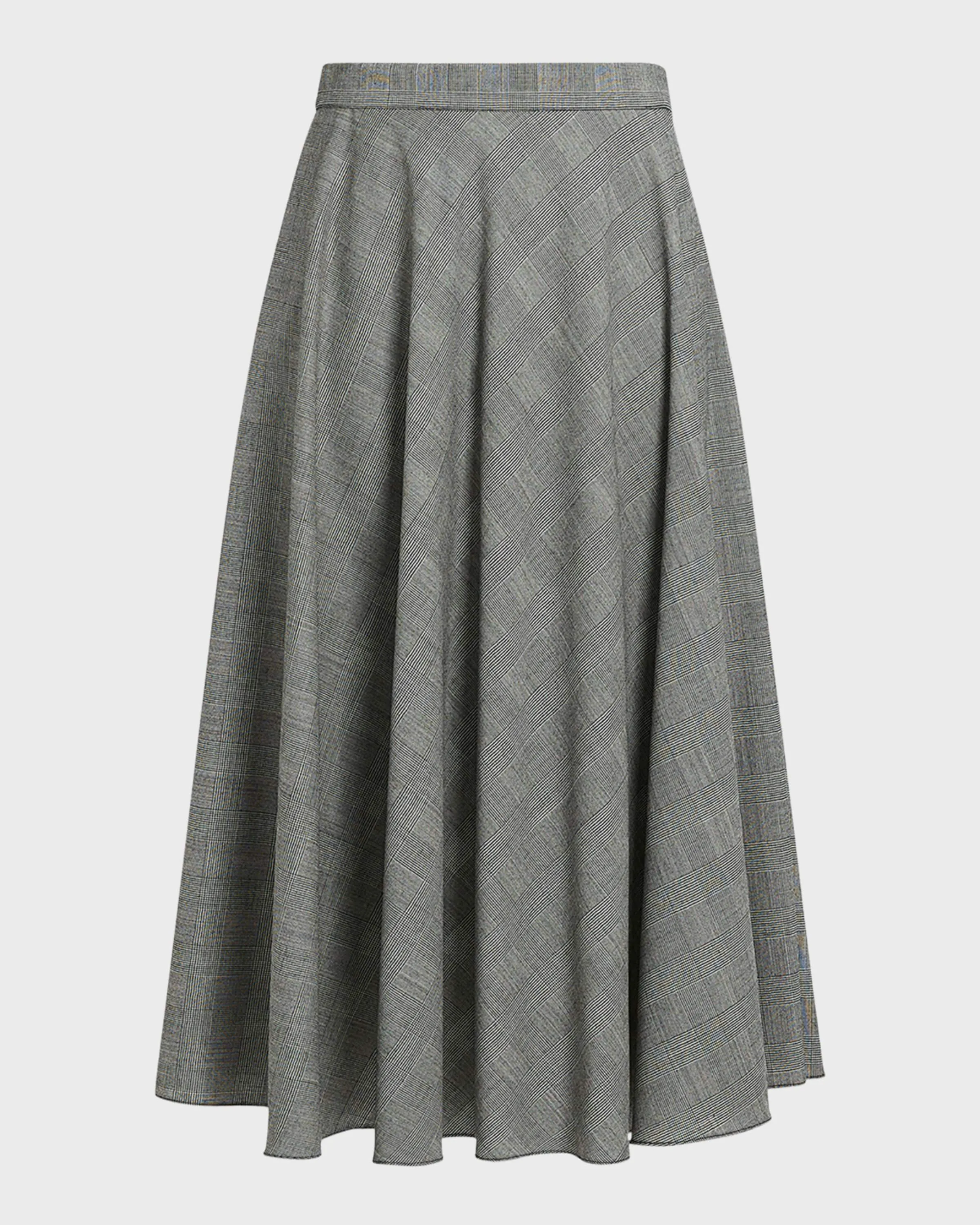 Plus Size Pelota Grid-Print Wool Midi Skirt