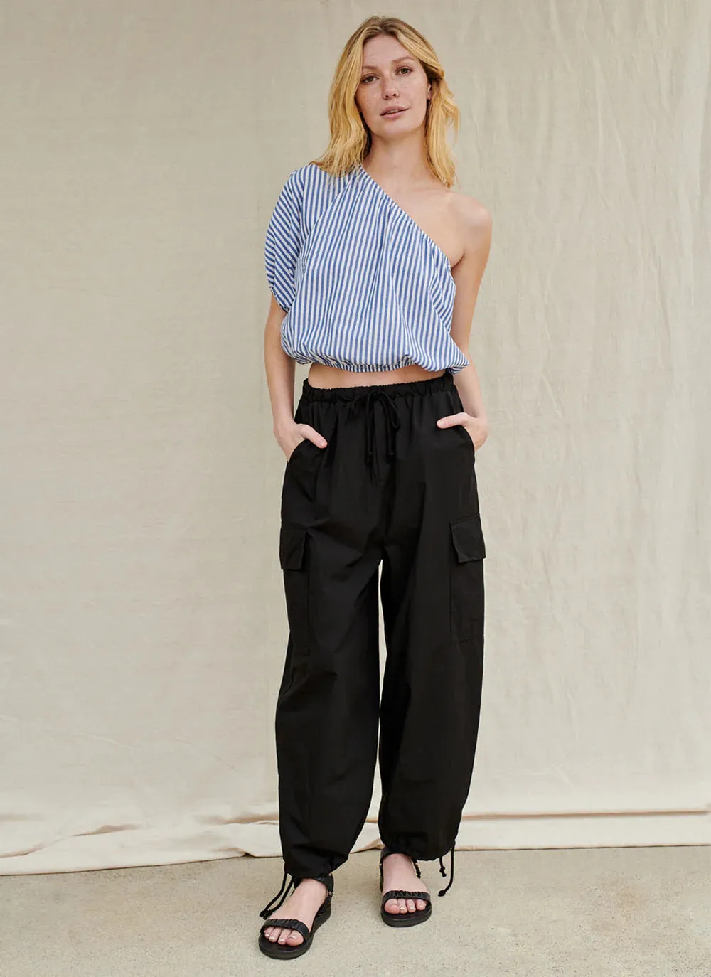 POPLIN DRAWSTRING CARGO PANT