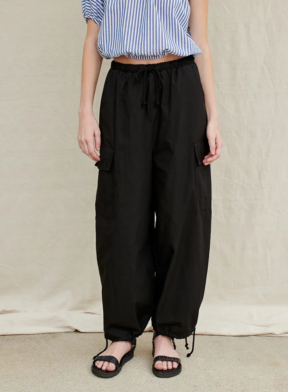 POPLIN DRAWSTRING CARGO PANT