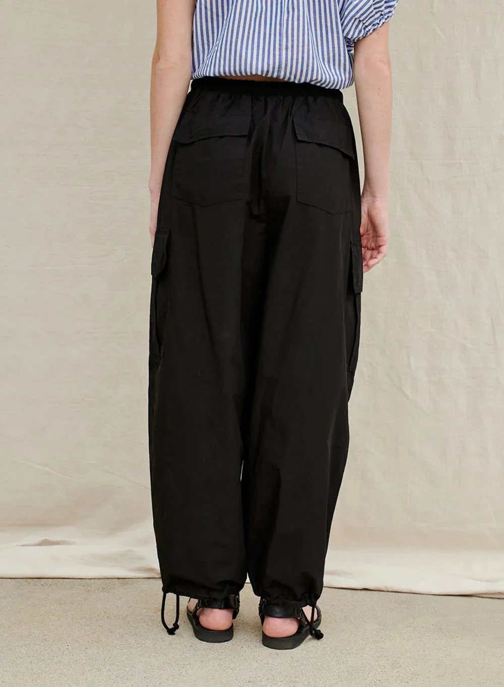 POPLIN DRAWSTRING CARGO PANT