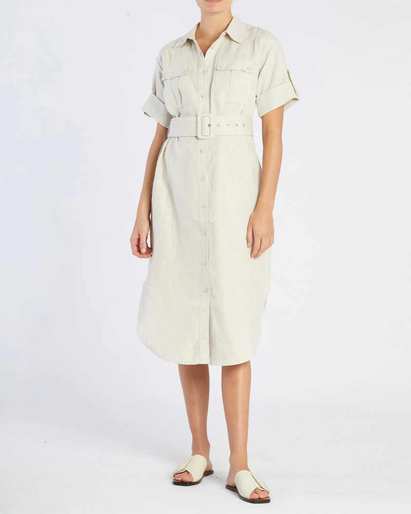 Provence Linen Shirt Dress - Natural