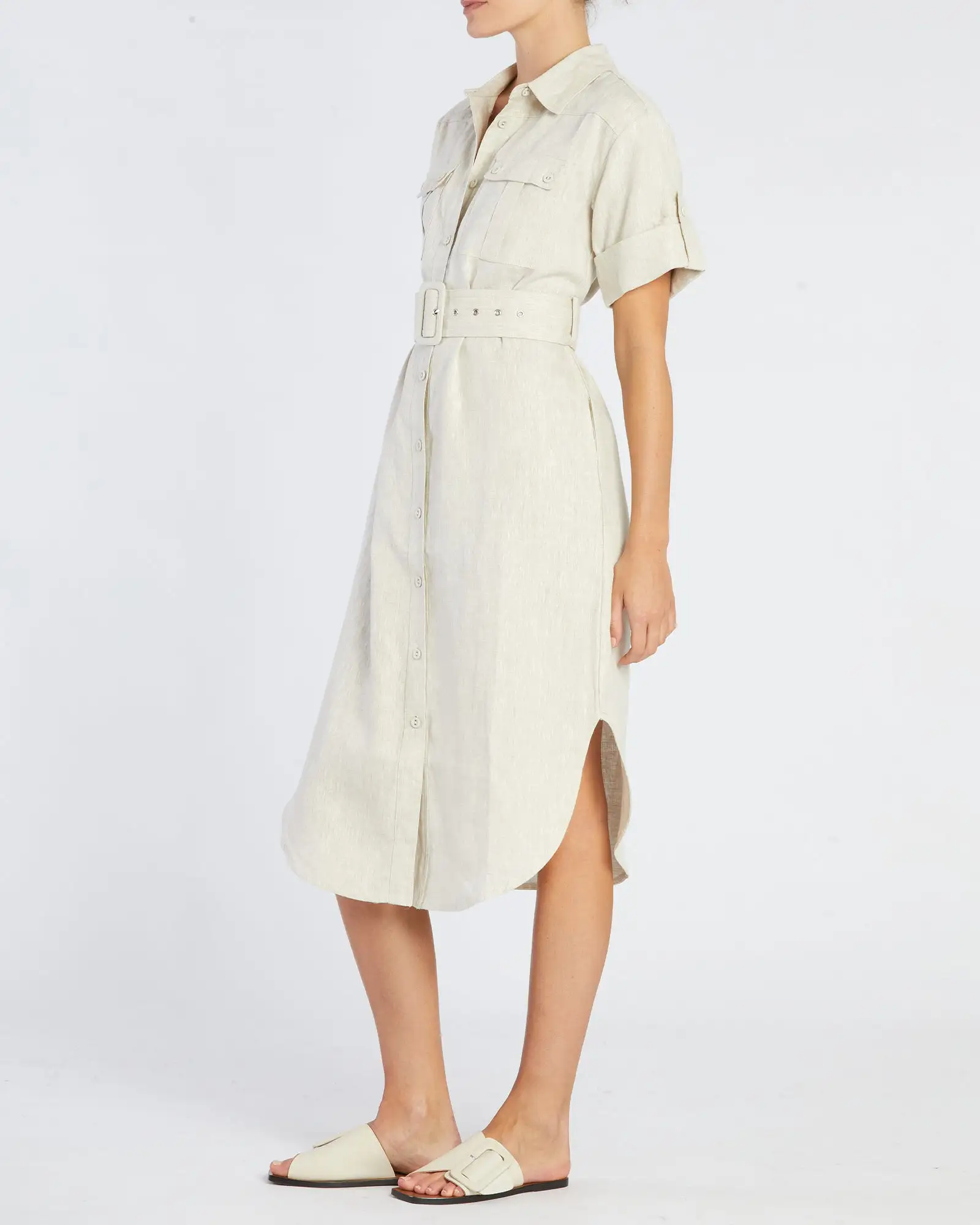 Provence Linen Shirt Dress - Natural