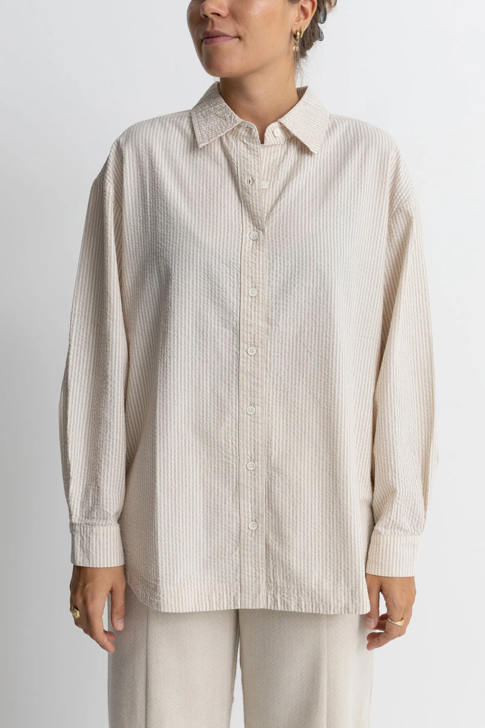 Pucker Oversized Shirt Cream