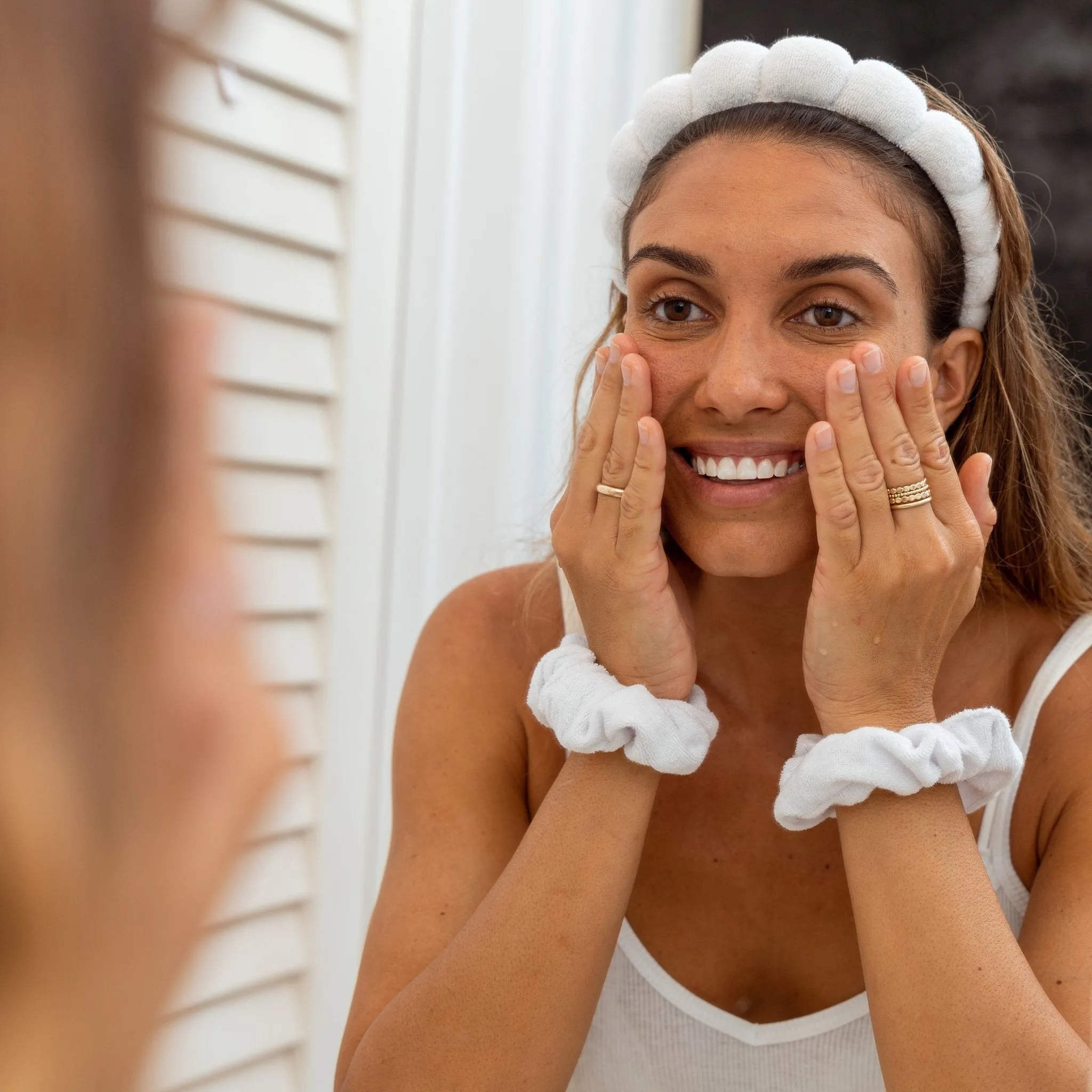 Puffy Spiral Terry Cloth Padded Spa Headband and Scrunchie Wristbands