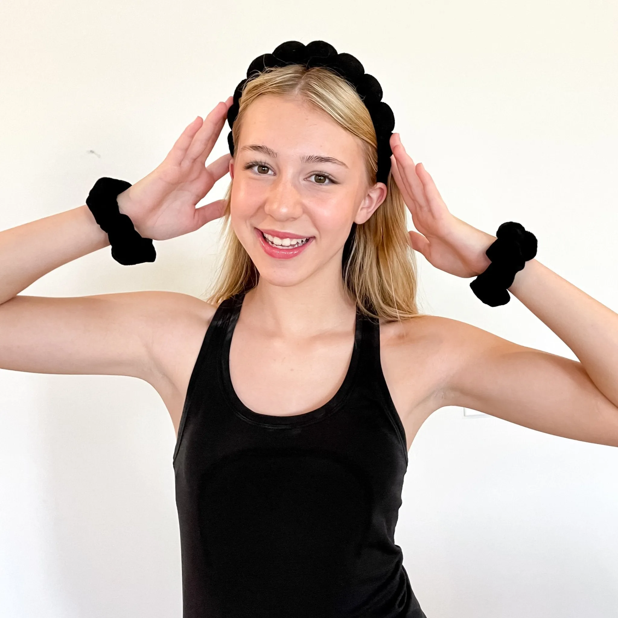 Puffy Spiral Terry Cloth Padded Spa Headband and Scrunchie Wristbands