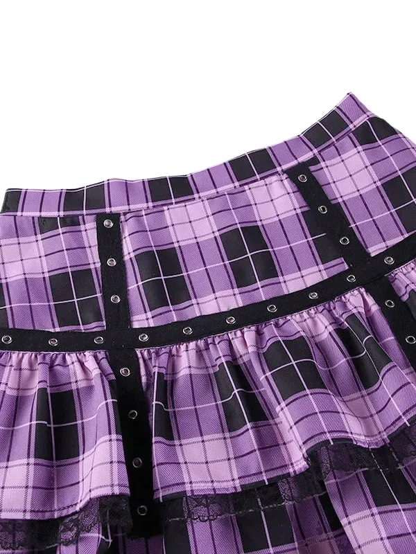 Purple Plaid Mini Skirt