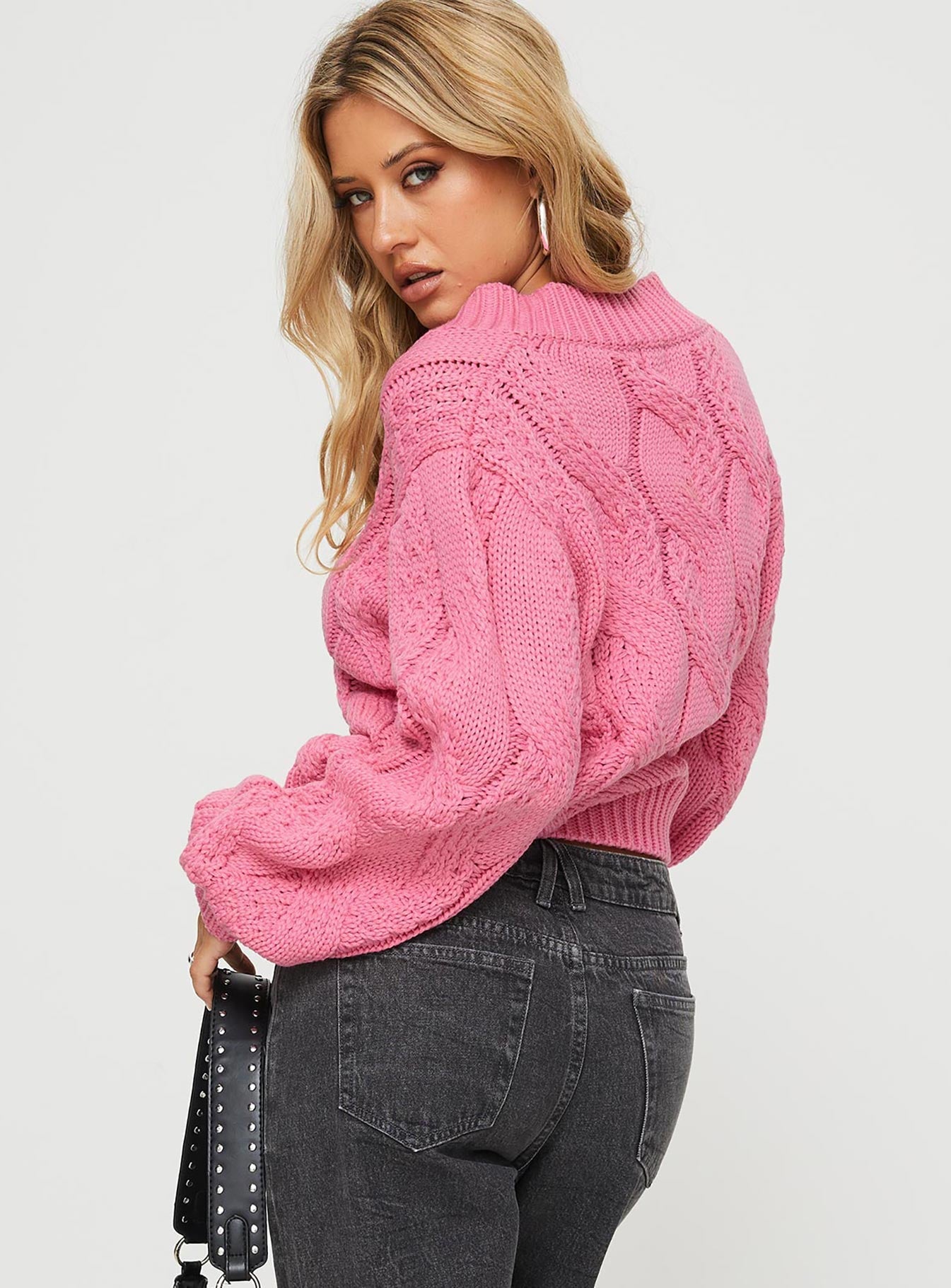 Ranelle Cable Knit Sweater Pink