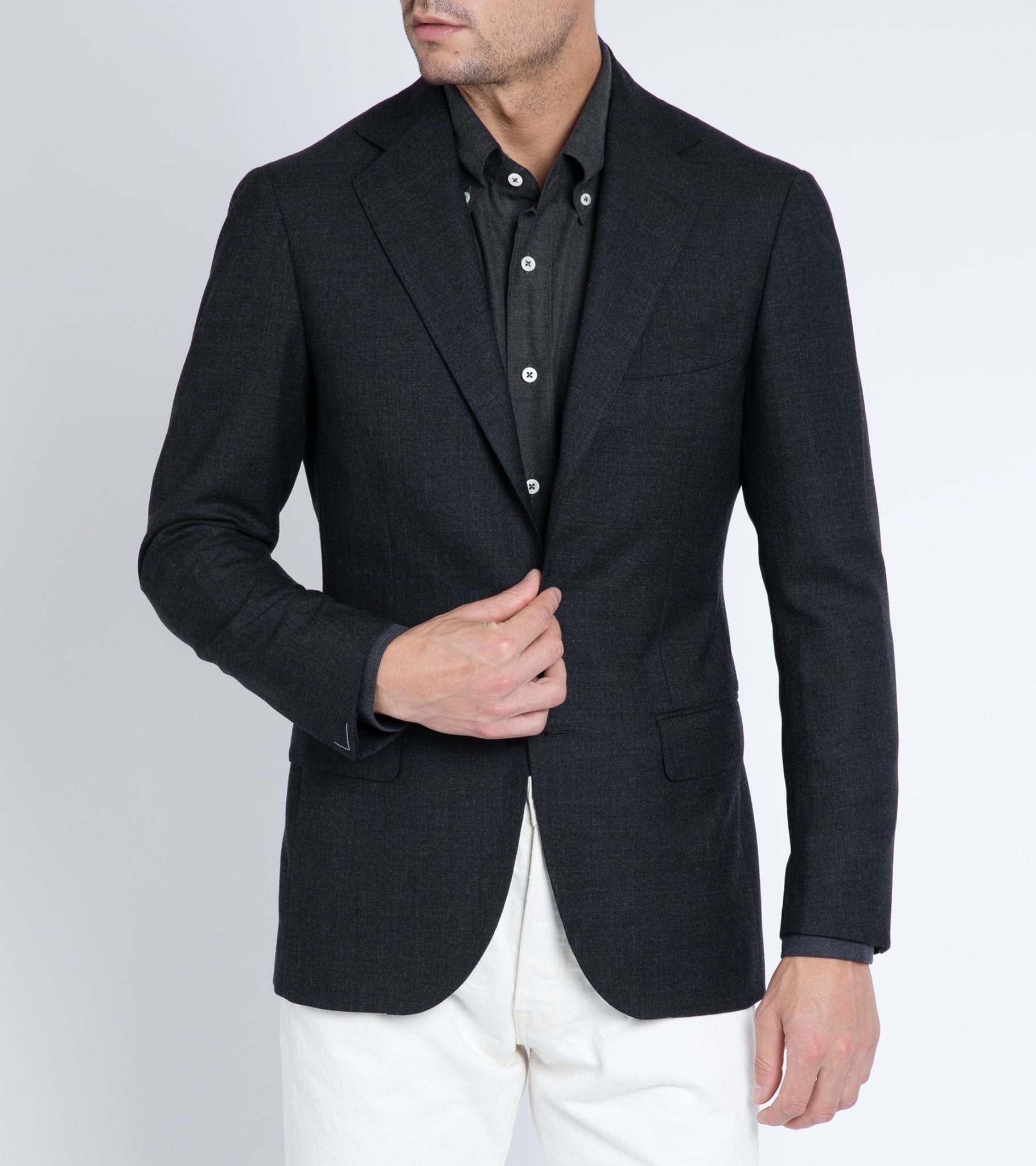 Ring Jacket Calm Twist Wool Suit: Charcoal