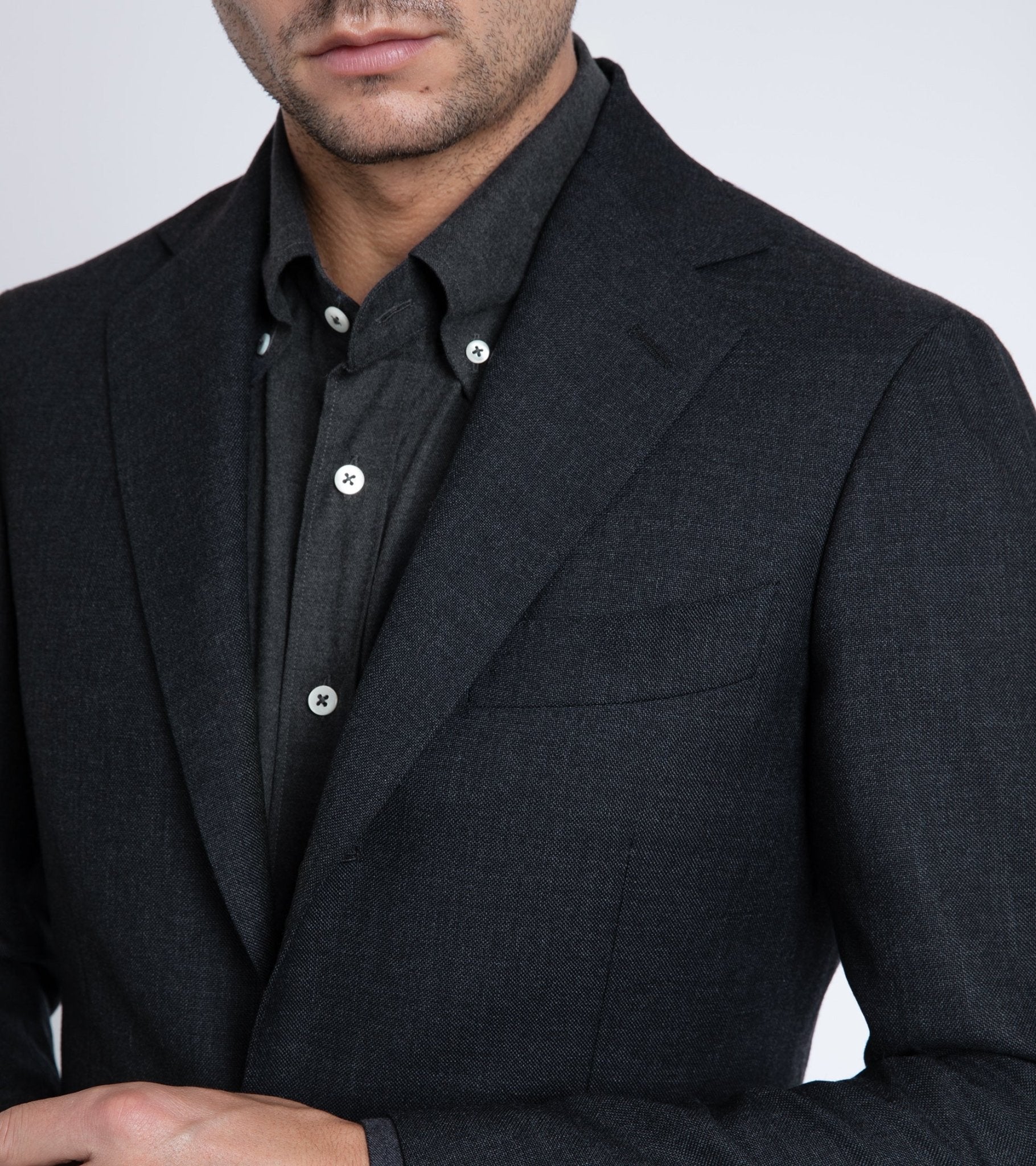 Ring Jacket Calm Twist Wool Suit: Charcoal