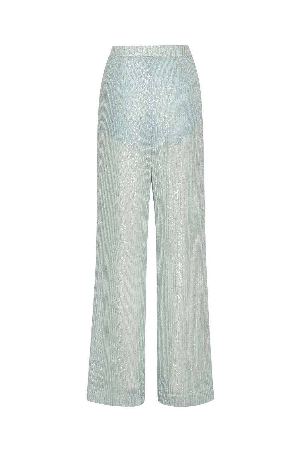 Rotate - Sequins Low Waist Pants - Wan Blue