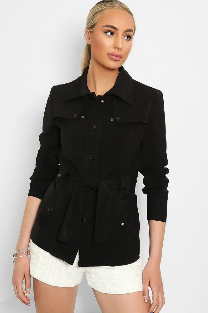 Same Colour Hardware Pocketed Front Belted Blazer