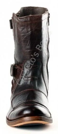 Sendra Boots mens mid calf brown engineer boots with zipper