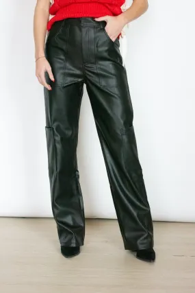 Serious Business Black Leather Cargo Pant