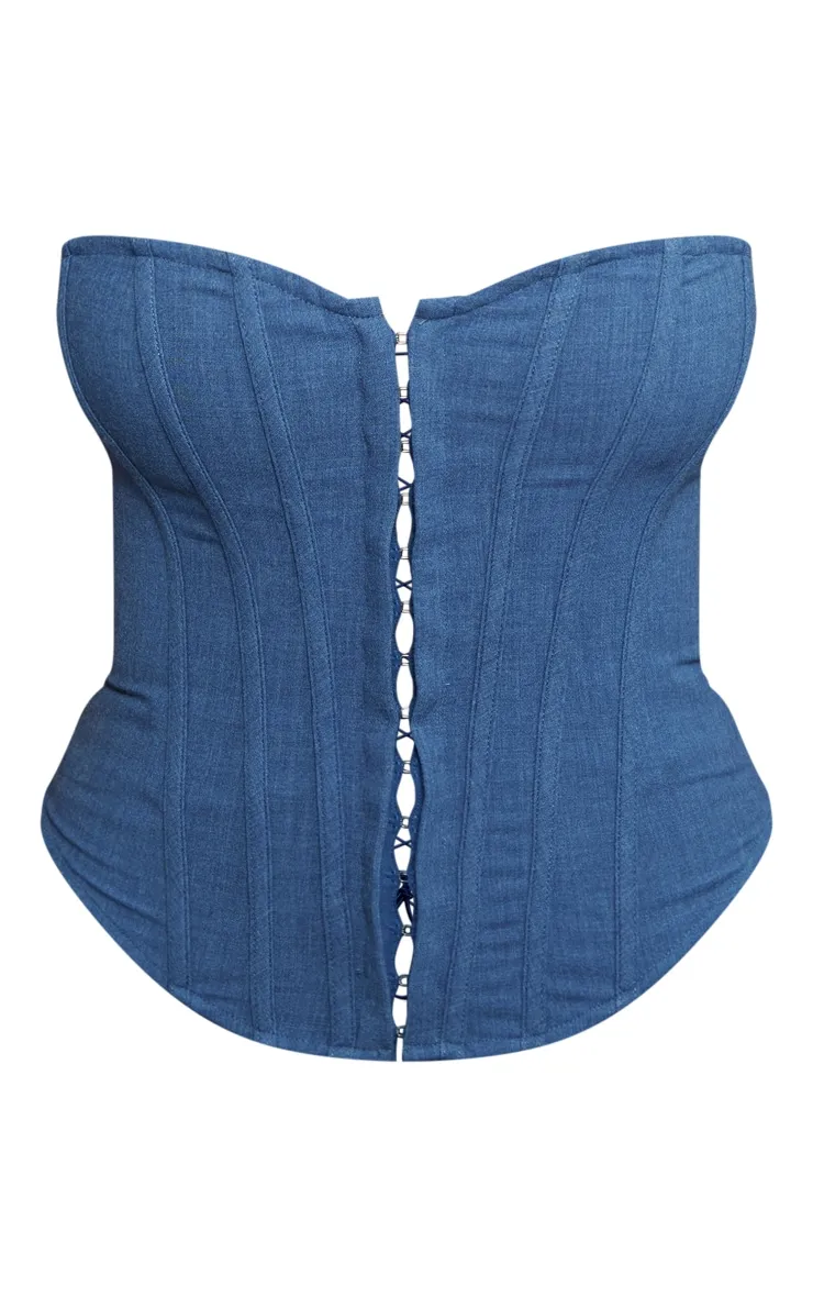 Shape Blue Lace Up Back Woven Corset | Shape