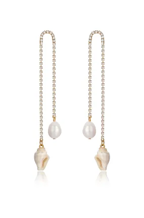 Shell and Pearl Vacation Dangle Earrings