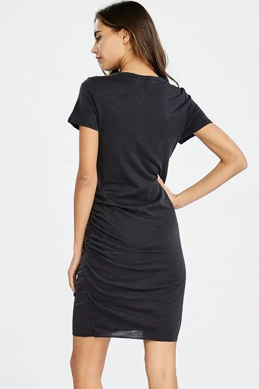 Side Ruche T-Shirt Dress