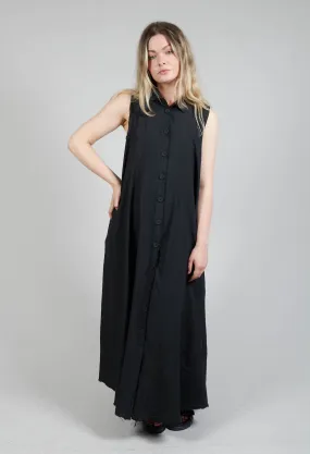 Sleeveless Shirt Dress in Nero