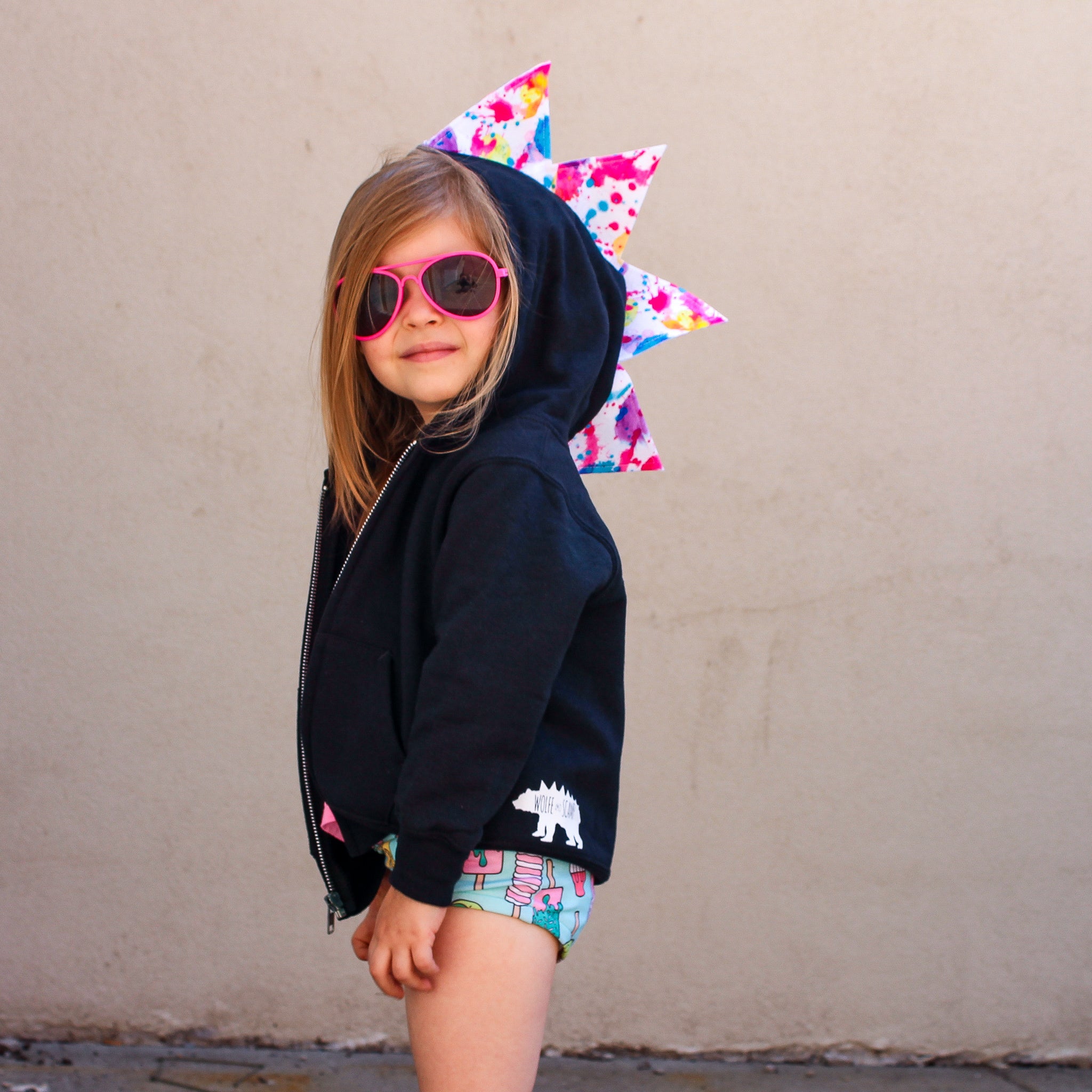 Splatter Paint Dinosaur Spike Hoodie