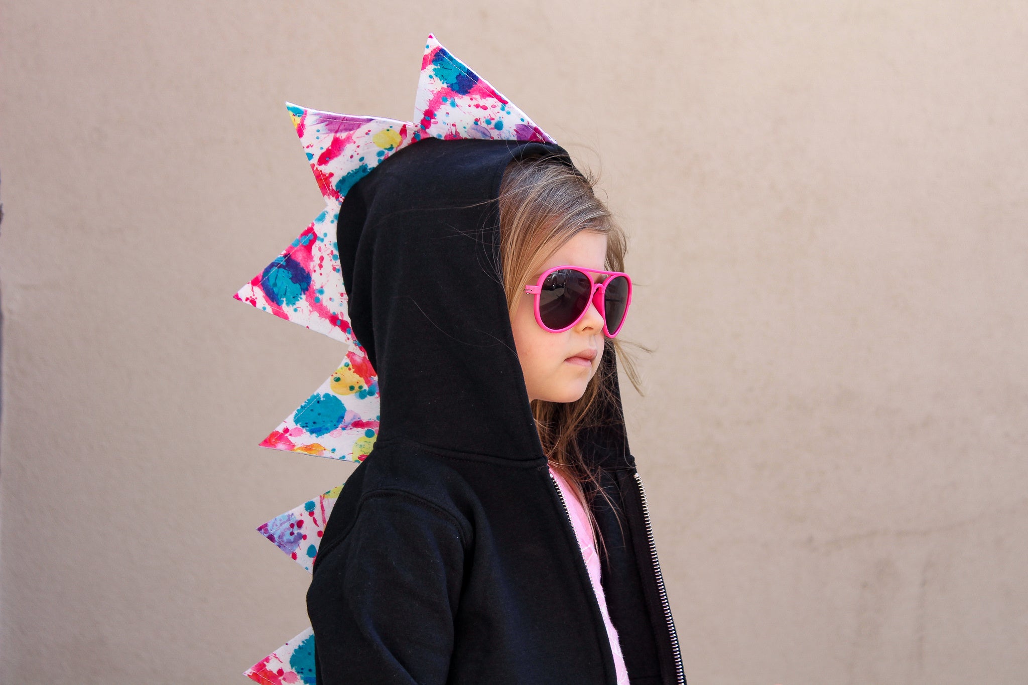 Splatter Paint Dinosaur Spike Hoodie