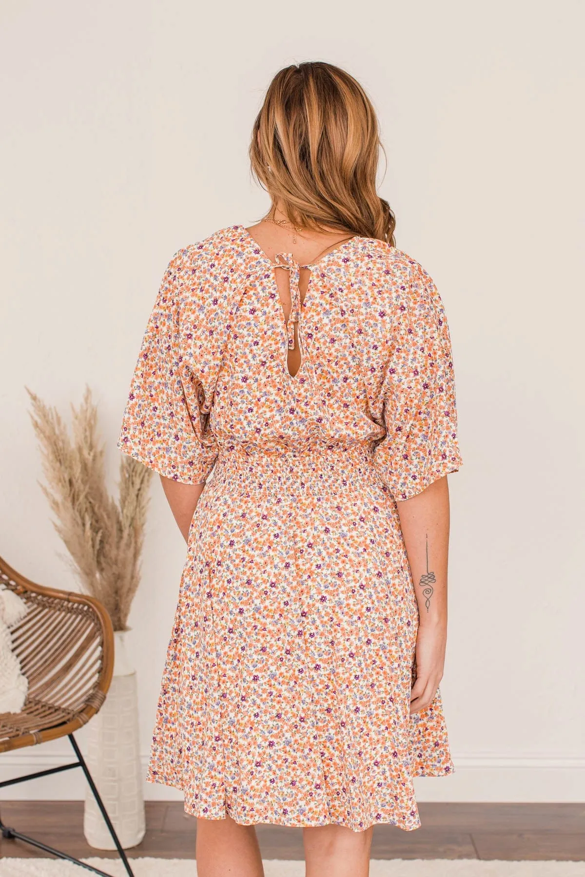 Spring Celebration Floral Dress- Peach