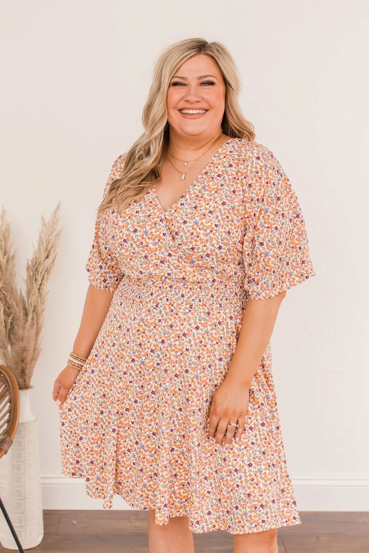 Spring Celebration Floral Dress- Peach