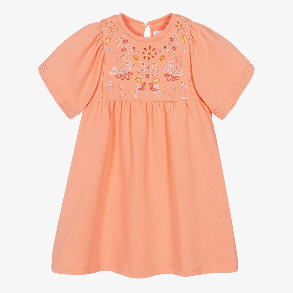 Teen Girls Coral Orange Floral Dress