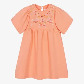 Teen Girls Coral Orange Floral Dress