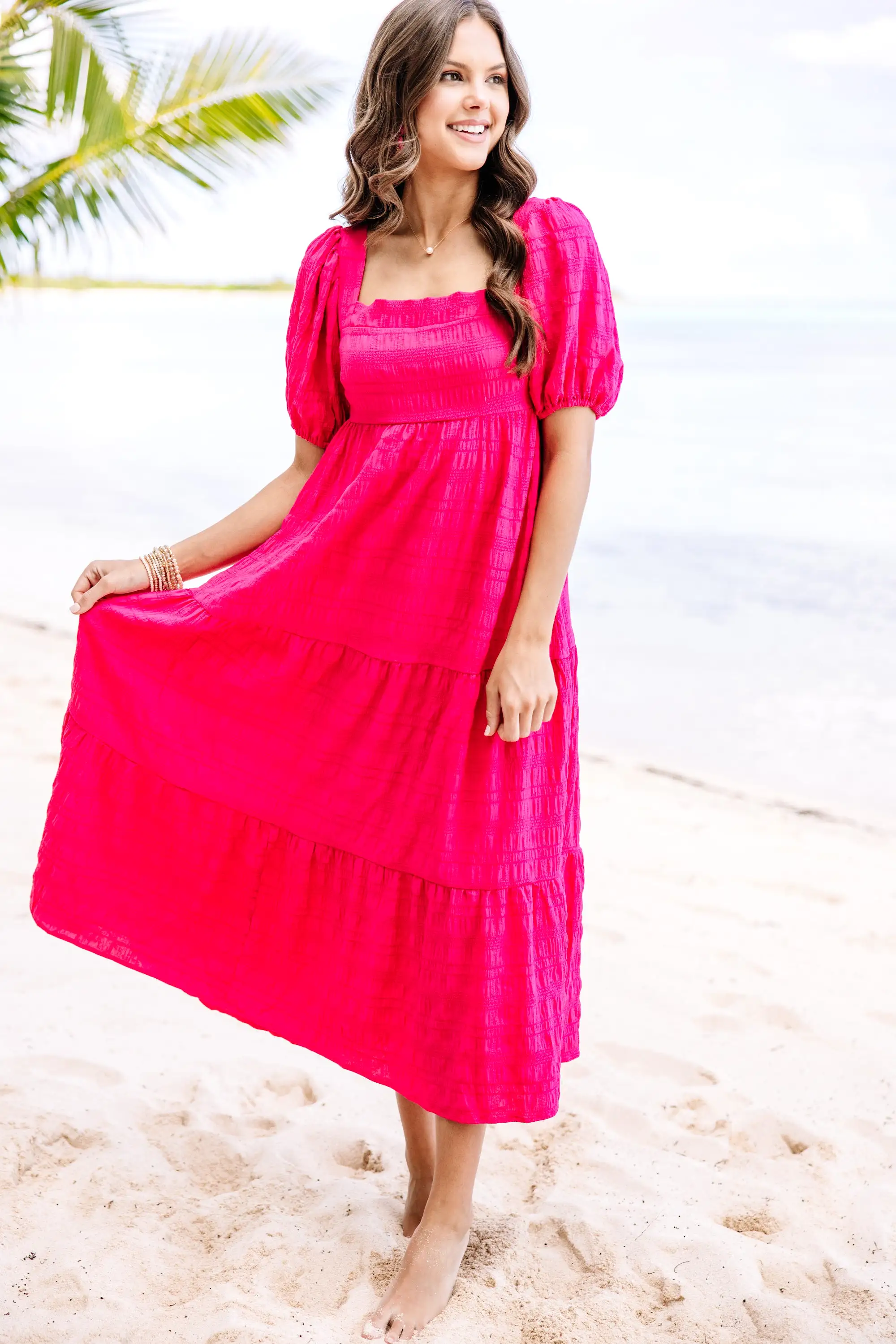 Think About It Fuchsia Pink Midi Dress