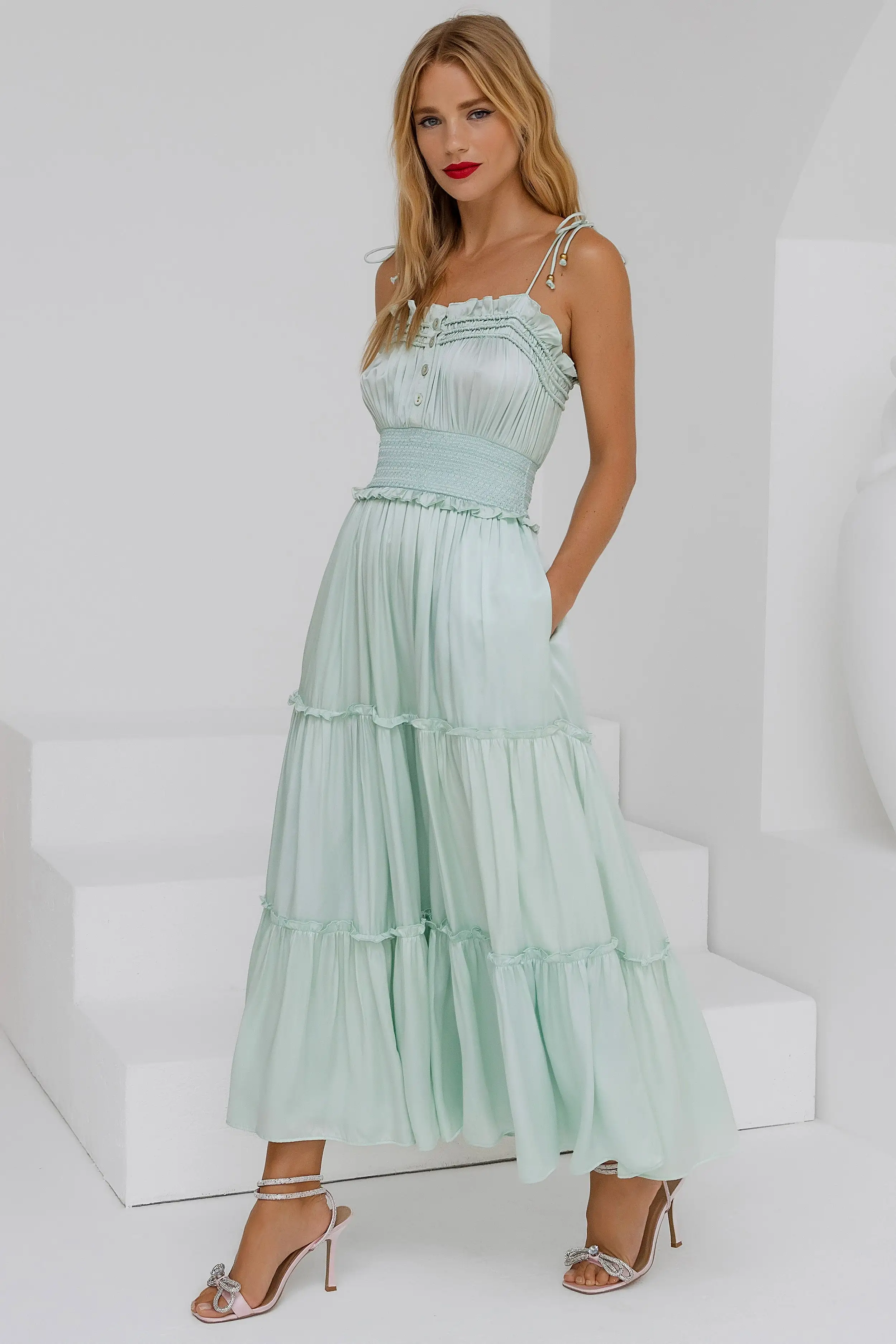 Tiered Maxi Dress - Pastel Mint