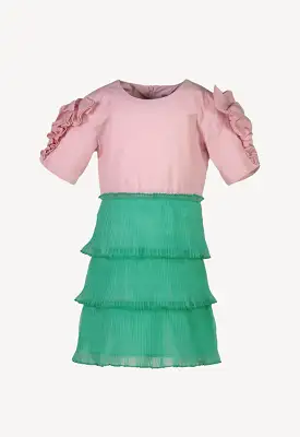 Tiered Pleated Organza Dress