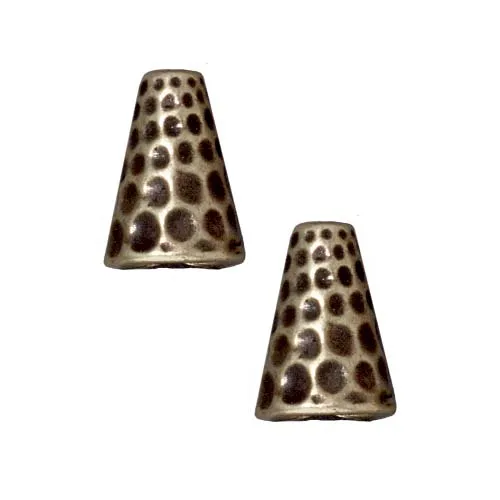 TierraCast Brass Oxide Finish Pewter Hammertone Tall Cone Strand Reducer Beads 12.8mm (2 Pieces)