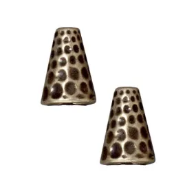 TierraCast Brass Oxide Finish Pewter Hammertone Tall Cone Strand Reducer Beads 12.8mm (2 Pieces)