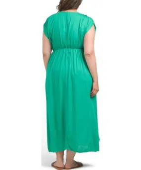 Tj Maxx Deep V-Neck Wrap Front Cover-Up Maxi Dress For Women