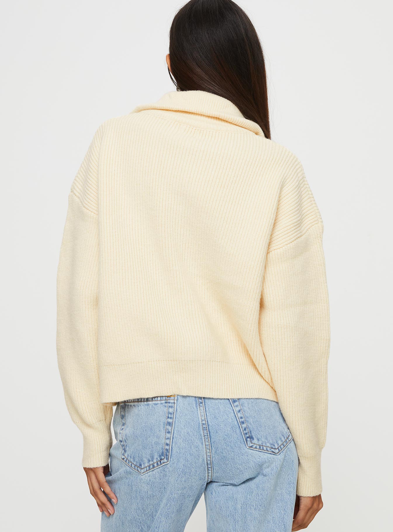 Too Busy Zip Up Sweater Beige