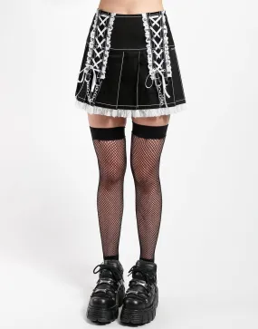 Tripp Lolita Pleated Lace Black and White Skirt