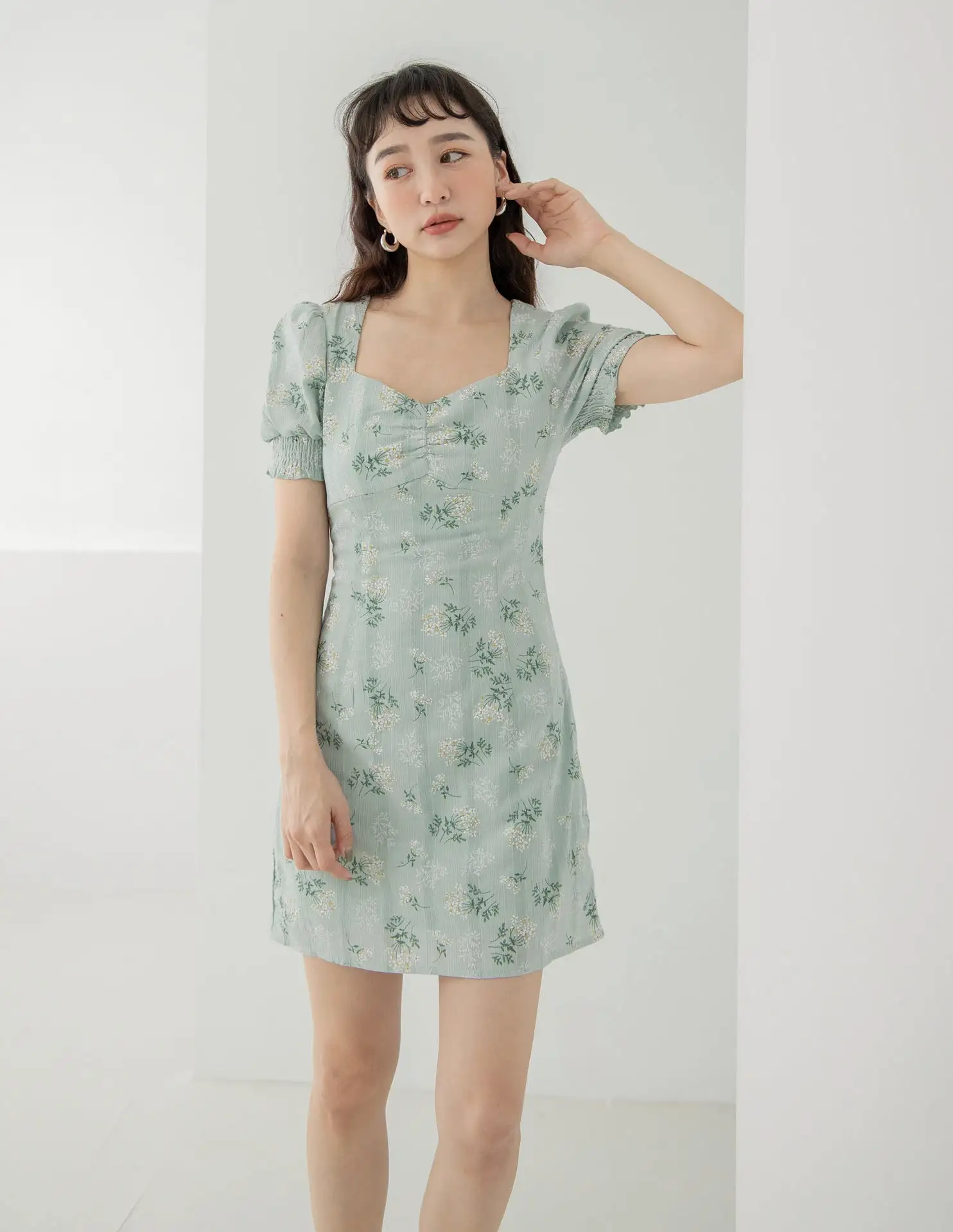 Trixie Floral Dress in Sage