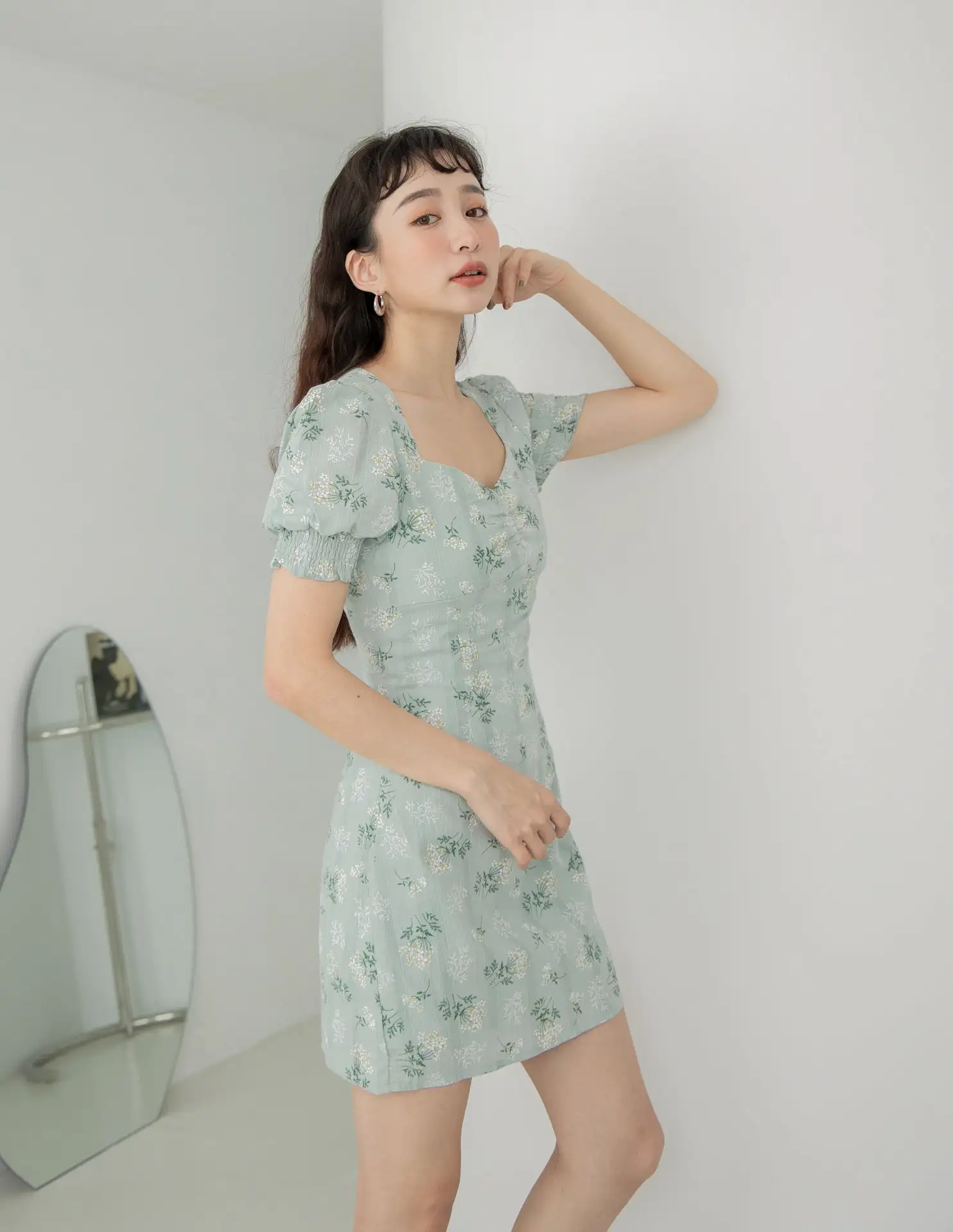 Trixie Floral Dress in Sage