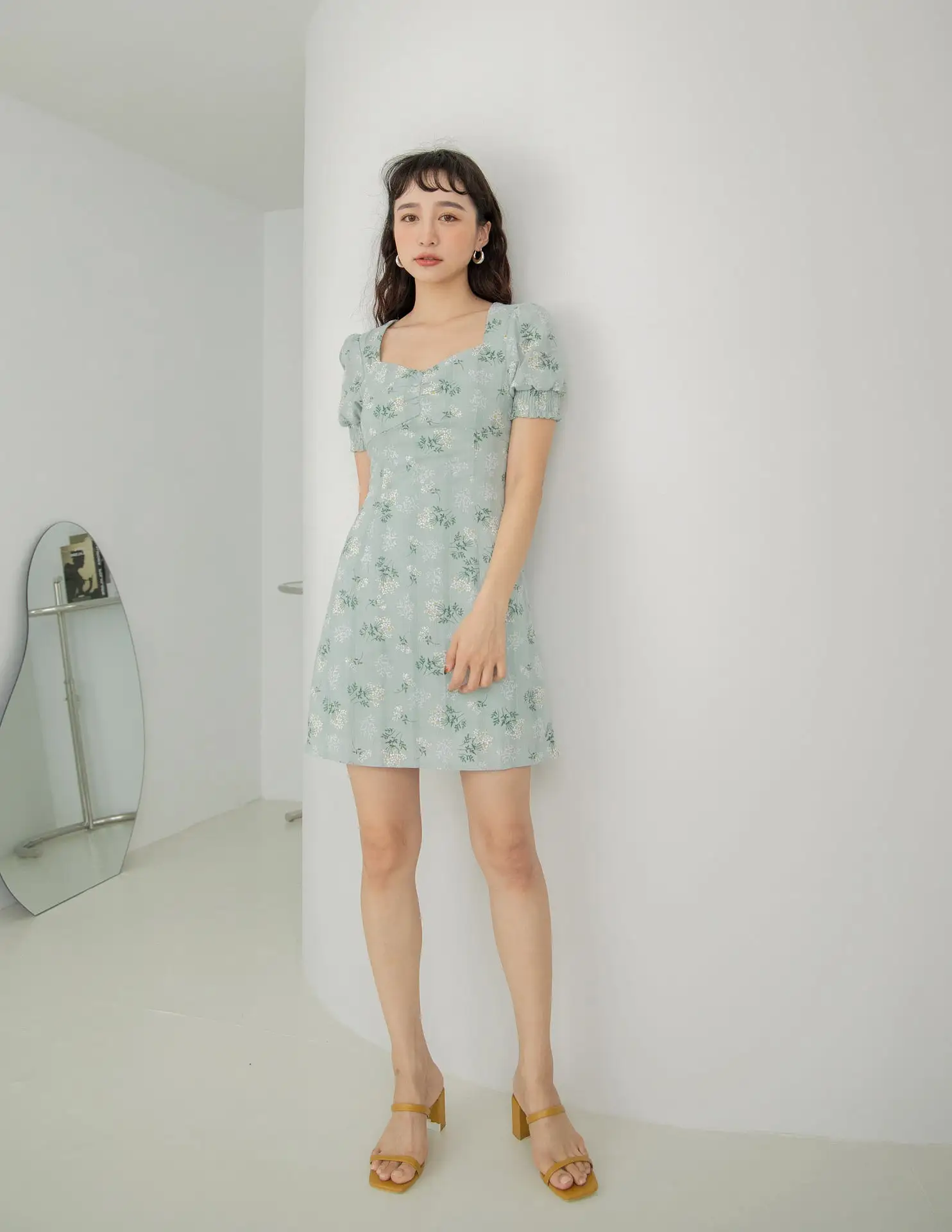 Trixie Floral Dress in Sage