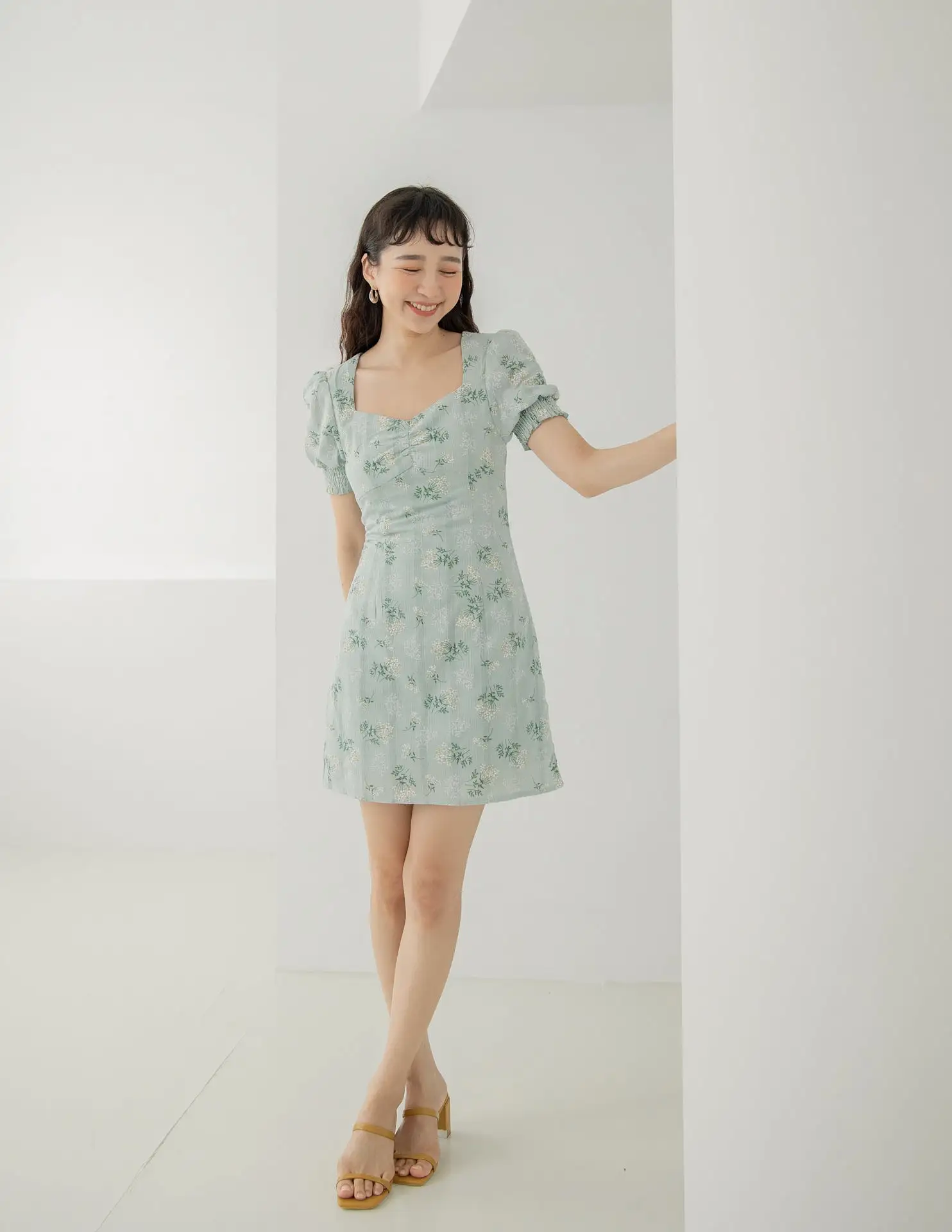 Trixie Floral Dress in Sage