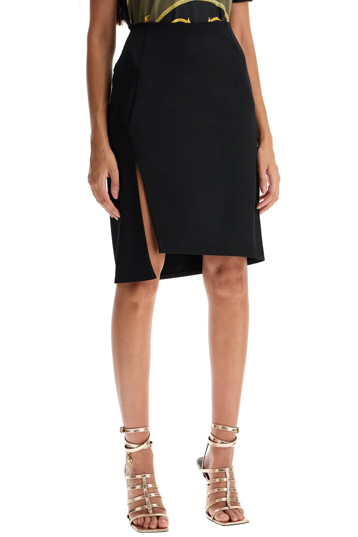 Versace Asymmetric Midi Skirt   Black