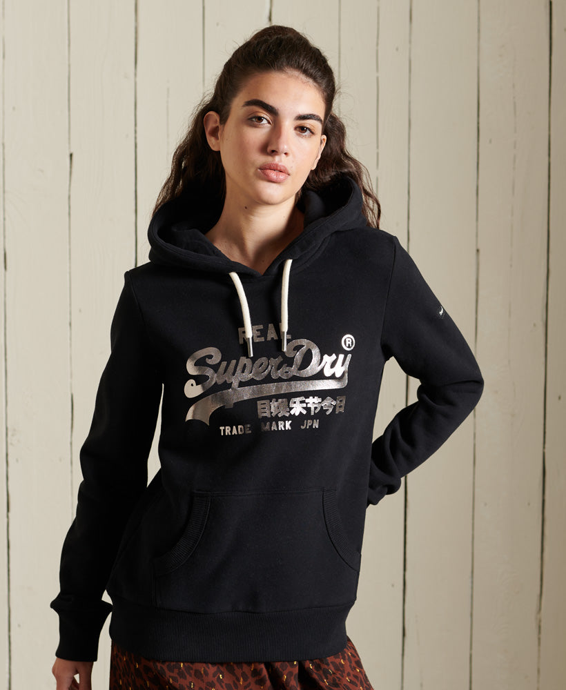 Vintage Logo Boho Sparkle Hoodie | Black