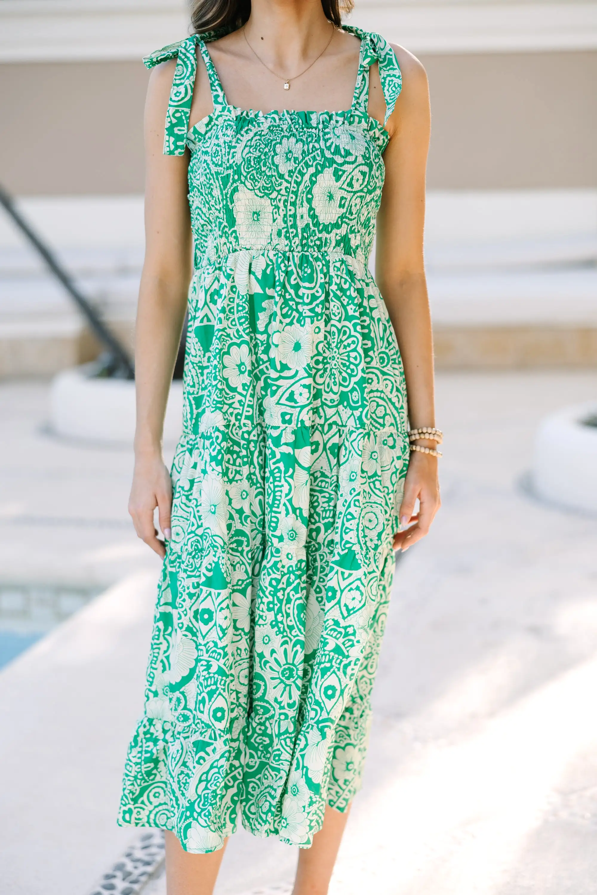 What It's All About Green Floral Midi Dress