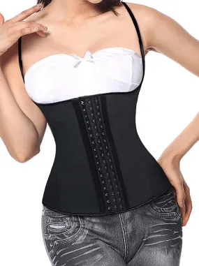 Women's Steel Boned Latex 3 Rows of Hooks Underbust Sport Workout Waist Trainer Body Shaper Corset Vest